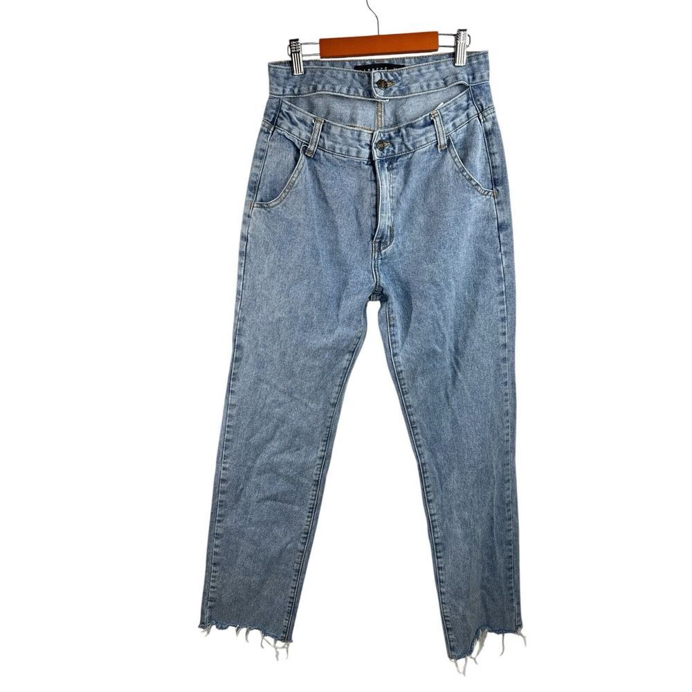 Lioness Jeans Womens Medium Blue Straight Leg Mid Rise XS Wash Cotton Denim